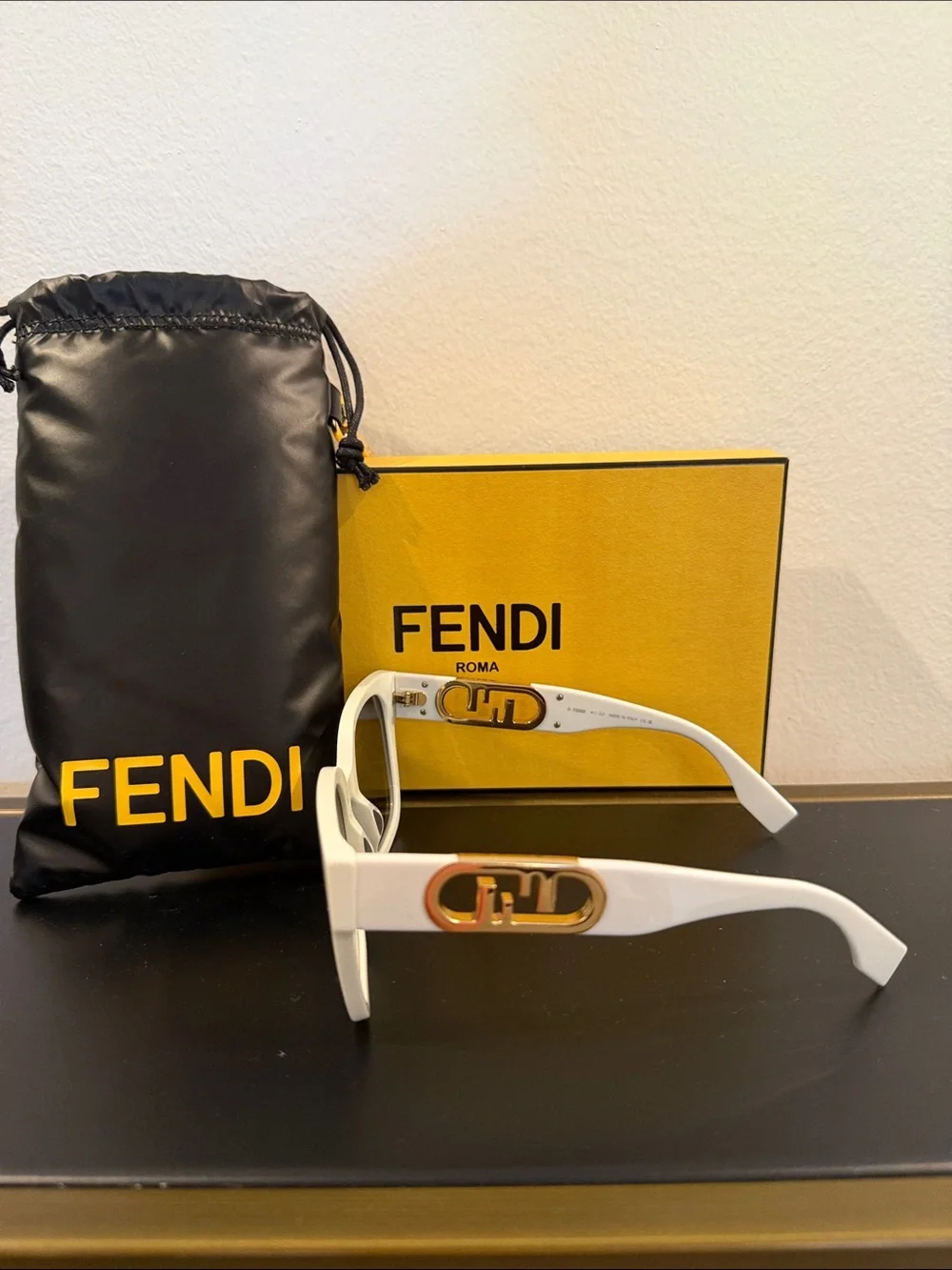 Authentic FENDI Square Acetate-frame Sunglasses in White - Like New